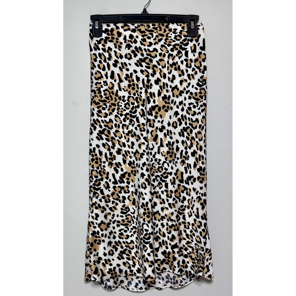 Aritzia Leopard Print Midi Skirt in White, Tan, Black